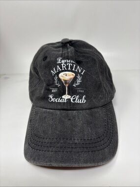Espresso Martini Social Club Embroidered Baseball Cap - Charcoal